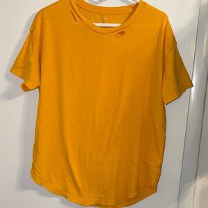 Aerie Yellow Distressed T-Shirt - Small